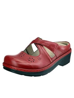 Pamir Burgundy Leather Mary Jane Mule With Arch Support Size 8.5